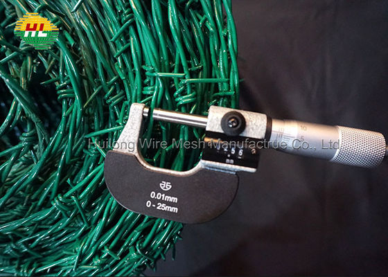Green Vinyl Coated Double Twist Barbed Wire As Defending Barrier