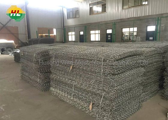 Twist Wire Mesh Stone Cages , PVC Coated Retaining Wall Cages 1m Height
