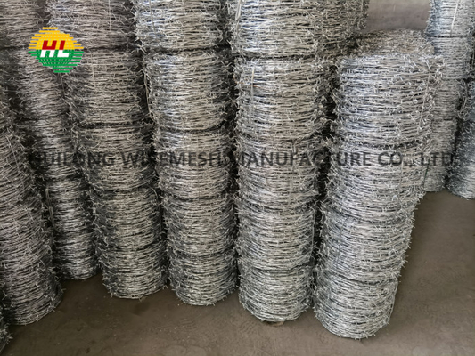 5inch Spacing Barbed Wire Roll Heavy Duty Galvanized 17 Gauge 4 point