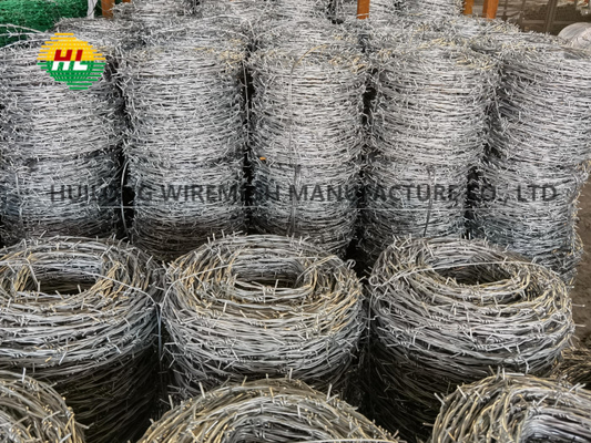 5inch Spacing Barbed Wire Roll Heavy Duty Galvanized 17 Gauge 4 point