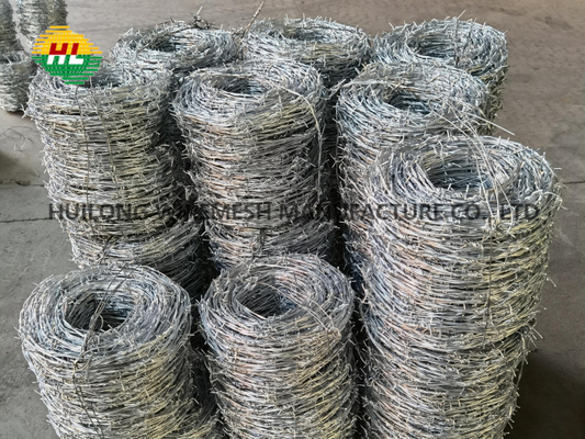 5inch Spacing Barbed Wire Roll Heavy Duty Galvanized 17 Gauge 4 point