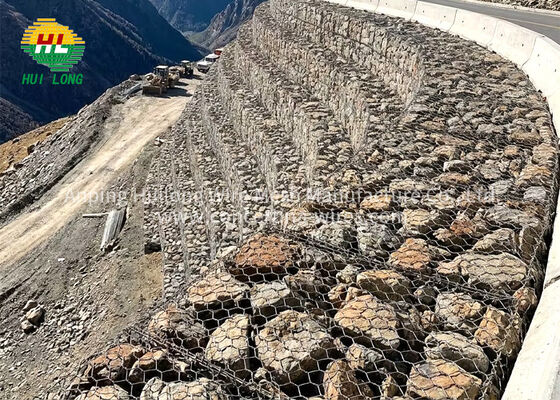Muro Gaviones Galvanizowane sześciokątne 2x1x1m Stok dostępny Obra Ingenieria Contencion Taludes Kontrola erozji natychmiast